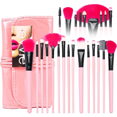 Professionele Make-up Kwastenset - 24 delig – in Luxe Etui – Roze