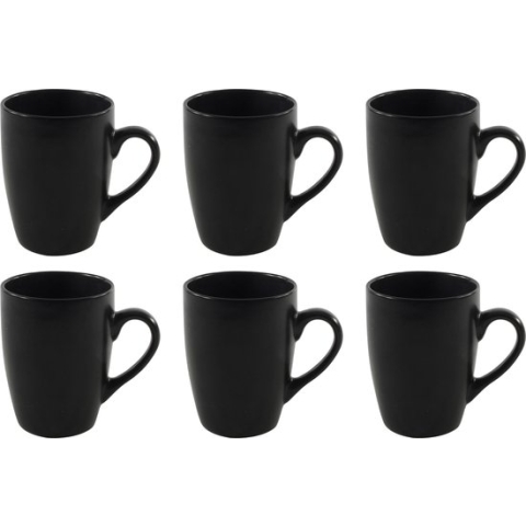 Tavola - Koffiemok - Met Oor - Mat Zwart - 6 Stuks - 340ml - 240ml