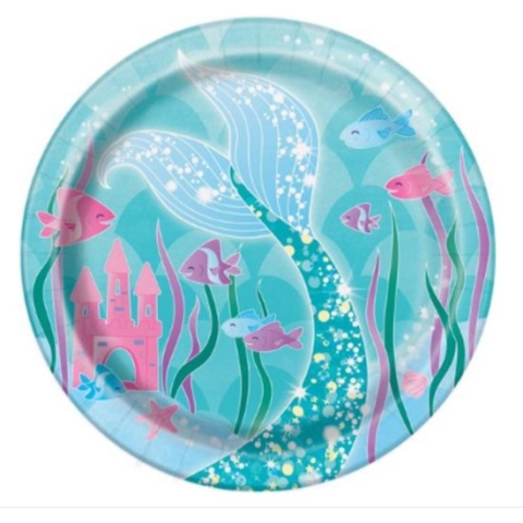 16x Zeemeermin/oceaan thema bordjes 18 cm - Wegwerp servies - Kinderfeest zeemeerminnen/zee/oceaan thema versieringen/decoraties