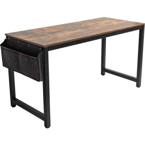 SensaHome - Retro Schrijftafel/Bureau - Computertafel met Metalen Frame - PC-tafel voor Thuiskantoor - Werktafel in Rustieke Houtlook - Vintage Look - Zwart/Bruin