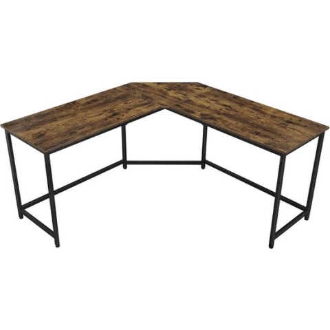 MIRA Home - Bureau - Hoekbureau - Laptoptafel - Computertafel - Industrieel - Hout - Bruin/Zwart - 149x149x75