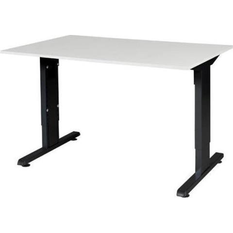 RoomForTheNew Bureau Schiphol Normal-Bureau - Bureautafel - Gaming bureau - Game bureau - Computertafel - Desk - Bureau wit - Verstelbaar bureau - Gaming Desk - Bureau tafel - Bureau verstelbaar--Wit blad-Zwart  onderstel- 120x80