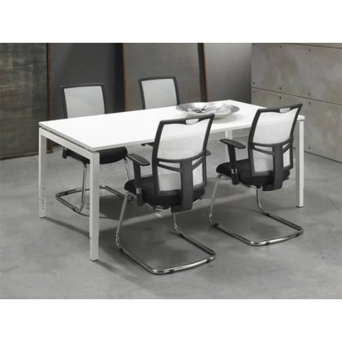 Bureautafel of vergadertafel Kubus 180x90cm breed 180CM diep 90CM hoogte bladkleur Licht Eiken framekleur Zwart (RAL9005)