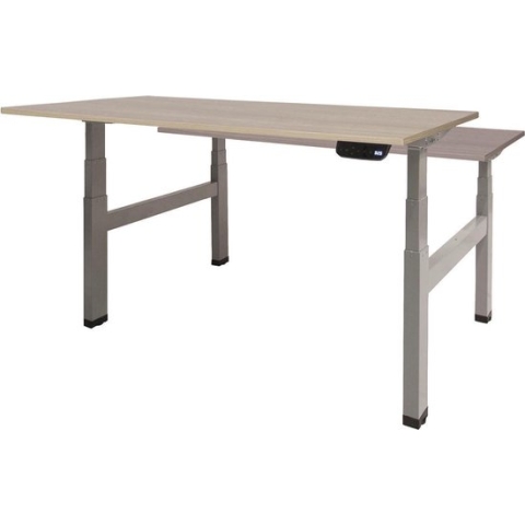 RoomForTheNew Bureau Heathrow Plus Duo-Desk - Zit sta Bureau - Zit sta Bureau Elektrisch - Gaming Bureau - Game Bureau - Verstelbaar Bureau - standing Desk - duo bureau - duo werkplek--Robson eiken blad-Aluminium  onderstel- 140x80