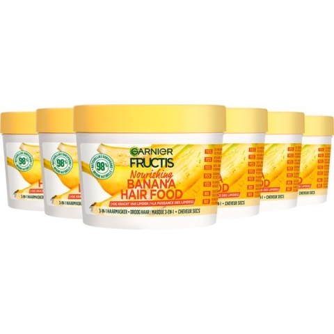 Garnier Fructis Hair Food Banana 3-in-1 Voedend Haarmasker Voordeelverpakking - Droog haar - 6 x 350ml