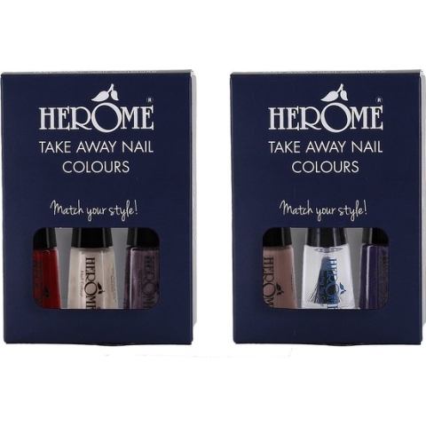 Herome Take Away Nail Colours Bold Beginnings Collection - 5 kleuren + Base Coat - 6*4ml.