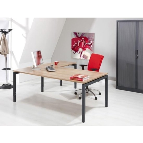 Hoogte verstelbaar hoekbureau Kubus breed 180CM diep 160CM bladkleur Wit framekleur Wit (RAL9010) wingzijde Rechts