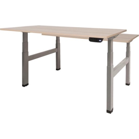 RoomForTheNew Bureau Heathrow Plus Duo-Desk - Zit sta Bureau - Zit sta Bureau Elektrisch - Gaming Bureau - Game Bureau - Verstelbaar Bureau - standing Desk - duo bureau - duo werkplek--Lindberg eiken blad-Aluminium  onderstel- 180x80