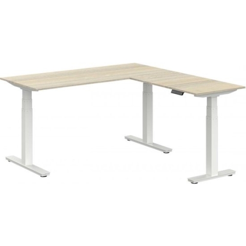 Elektrisch verstelbare zit-sta hoek opstelling Teez breed 180CM diep 160CM bladkleur Antraciet eiken framekleur Zwart (RAL9005) | NEN-EN527|TÜV Rheinland | Rechts