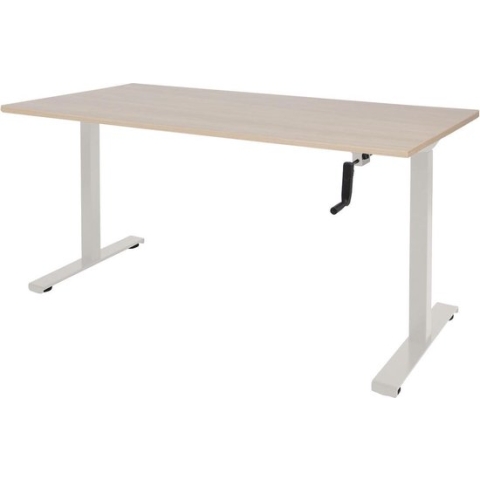 RoomForTheNew Bureau Heathrow Slinger-Desk - Zit sta Bureau - Zit sta Bureau Elektrisch - Gaming Bureau - Game Bureau - Verstelbaar Bureau - standing Desk - slinger bureau--Lindberg eiken blad-Wit  onderstel- 120x80