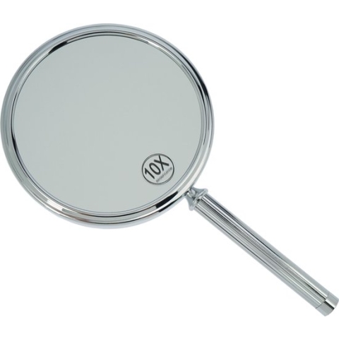 Fantasia handspiegel, metaal, zilverkleurig, vergroting 10x