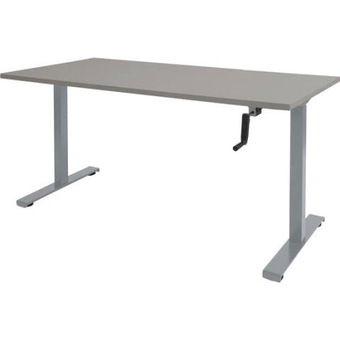 RoomForTheNew Bureau Heathrow Slinger-Desk - Zit sta Bureau - Zit sta Bureau Elektrisch - Gaming Bureau - Game Bureau - Verstelbaar Bureau - standing Desk - slinger bureau--Grijs blad-Aluminium  onderstel- 140x80
