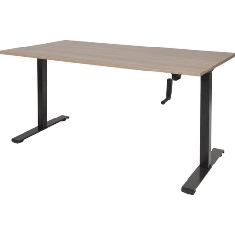 RoomForTheNew Bureau Heathrow Slinger-Desk - Zit sta Bureau - Zit sta Bureau Elektrisch - Gaming Bureau - Game Bureau - Verstelbaar Bureau - standing Desk - slinger bureau--Havana blad-Zwart  onderstel- 160x80