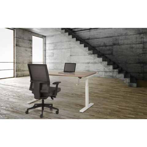 Bureau Teez Slinger zit/sta verstelbaar breed 180CM diep 80CM80CM bladkleur Logan eiken framekleur Antraciet (Ral 7016)