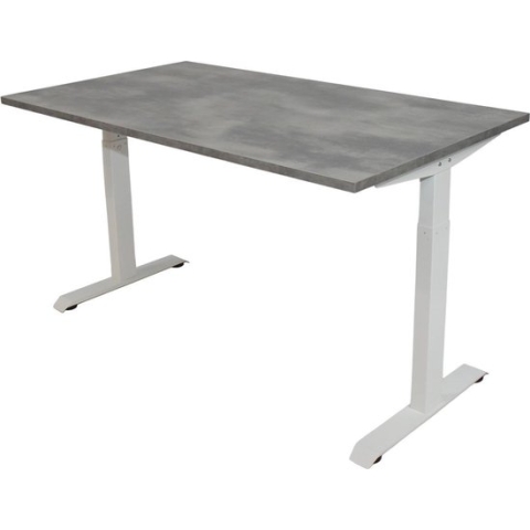 OrangeLabel Desk met wit onderstel en blad Oxyd in de maat 120x80. Instelbaar van 62-84cm