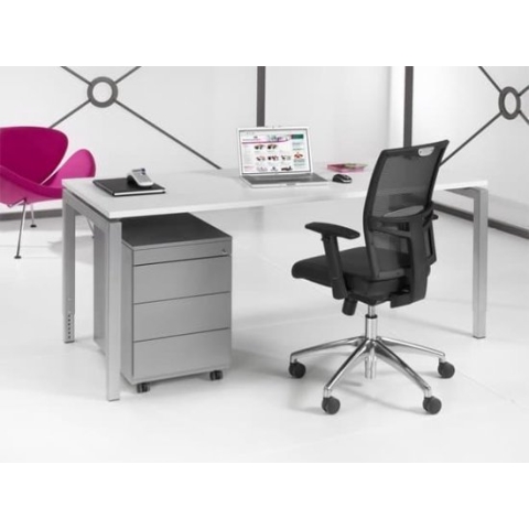 4 poots bureau Kubus breed 80CM diep 80CM bladkleur Antraciet eiken framekleur Antraciet (Ral 7016)