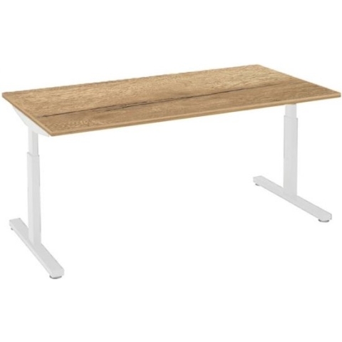 Offeco  Bureau Lobo  - Verstelbaar - Bureaus - Bureau - Kantoormeubels - Game bureau - height adjustable desk - Gaming desk - computertafel - Thuiswerken - 200x80cm - Aluminium - Natuur eiken-- blad-  onderstel- x80