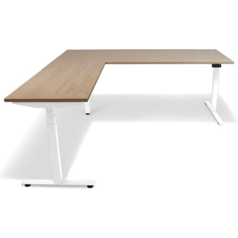 Roomforthenew Heathrow Hoek - Bureau - Bureautafel - Gaming bureau - Computertafel - Hoekbureau – Wild peren - Verstelbaar bureau - Gaming Desk - Bureau tafel - Hoekbureau verstelbaar - Zit sta bureau elektrisch – Wit onderstel