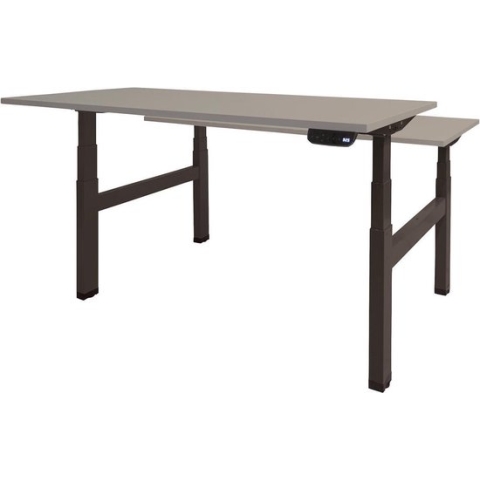 RoomForTheNew Bureau Heathrow Plus Duo-Desk - Zit sta Bureau - Zit sta Bureau Elektrisch - Gaming Bureau - Game Bureau - Verstelbaar Bureau - standing Desk - duo bureau - duo werkplek--Grijs blad-Zwart  onderstel- 120x80