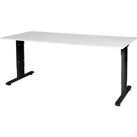 RoomForTheNew Bureau Schiphol Normal-Bureau - Bureautafel - Gaming bureau - Game bureau - Computertafel - Desk - Bureau wit - Verstelbaar bureau - Gaming Desk - Bureau tafel - Bureau verstelbaar--Grijs blad-Zwart  onderstel- 180x80
