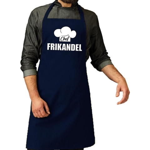 Chef frikandel schort / keukenschort navy heren