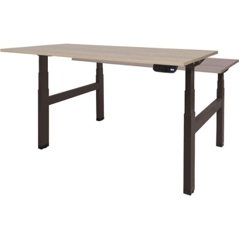 RoomForTheNew Bureau Heathrow Plus Duo-Desk - Zit sta Bureau - Zit sta Bureau Elektrisch - Gaming Bureau - Game Bureau - Verstelbaar Bureau - standing Desk - duo bureau - duo werkplek--Robson eiken blad-Zwart  onderstel- 180x80