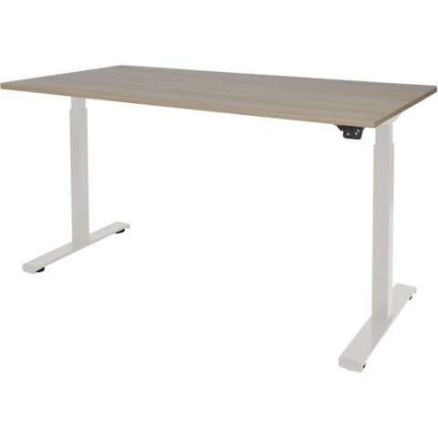 RoomForTheNew Bureau Heathrow Basic-Desk - Zit sta Bureau - Zit sta Bureau Elektrisch - Gaming Bureau - Game Bureau - Verstelbaar Bureau - standing Desk--Robson eiken blad-Wit  onderstel- 120x80