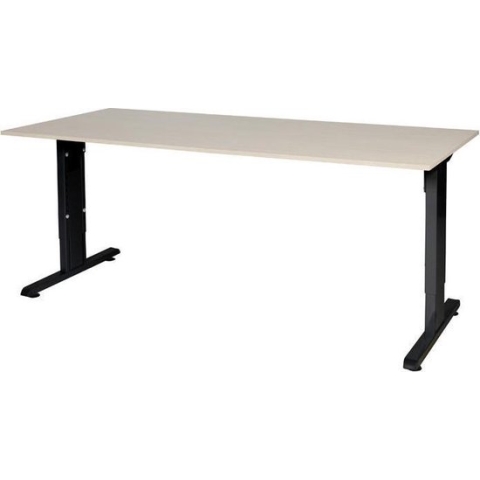 RoomForTheNew Bureau Schiphol Normal-Bureau - Bureautafel - Gaming bureau - Game bureau - Computertafel - Desk - Bureau wit - Verstelbaar bureau - Gaming Desk - Bureau tafel - Bureau verstelbaar--Robson eiken blad-Zwart  onderstel- 180x80