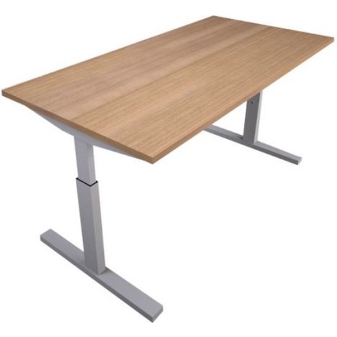 Offeco  Bureau Lobo  - Verstelbaar - Bureaus - Bureau - Kantoormeubels - Game bureau - height adjustable desk - Gaming desk - computertafel - Thuiswerken - 120x80cm - Aluminium - Havanna-- blad-  onderstel- x80