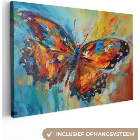Canvas schilderij vlinder 120x80 - Kamer decoratie accessoires kleurrijk - Abstracte schilderijen woonkamer - Wanddecoratie slaapkamer - Muurdecoratie keuken - Wanddoek interieur binnen - Woondecoratie huis - Woonaccessoires