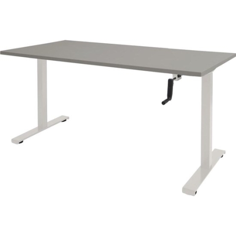 RoomForTheNew Bureau Heathrow Slinger-Desk - Zit sta Bureau - Zit sta Bureau Elektrisch - Gaming Bureau - Game Bureau - Verstelbaar Bureau - standing Desk - slinger bureau--Grijs blad-Wit  onderstel- 140x80