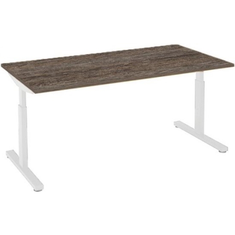 Offeco  Bureau Lobo  - Verstelbaar - Bureaus - Bureau - Kantoormeubels - Game bureau - height adjustable desk - Gaming desk - computertafel - Thuiswerken - 140x80cm - Wit - Bruin eiken-- blad-  onderstel- x80