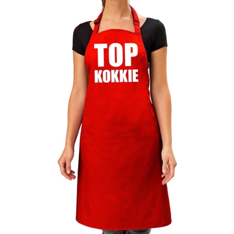 Top kokkie barbeque schort / keukenschort bordeaux rood voor dames - bbq schorten