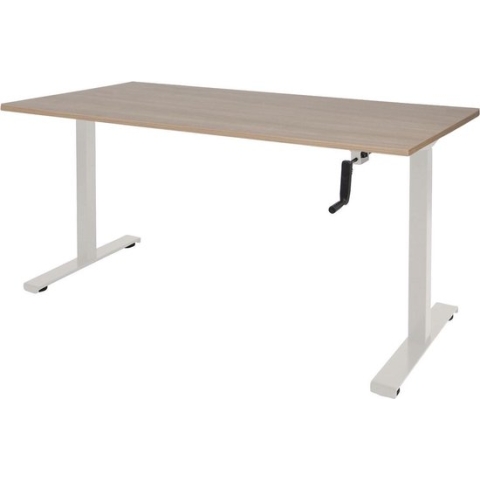 RoomForTheNew Bureau Heathrow Slinger-Desk - Zit sta Bureau - Zit sta Bureau Elektrisch - Gaming Bureau - Game Bureau - Verstelbaar Bureau - standing Desk - slinger bureau--Havana blad-Wit  onderstel- 160x80