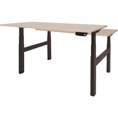 RoomForTheNew Bureau Heathrow Plus Duo-Desk - Zit sta Bureau - Zit sta Bureau Elektrisch - Gaming Bureau - Game Bureau - Verstelbaar Bureau - standing Desk - duo bureau - duo werkplek--Lindberg eiken blad-Zwart  onderstel- 180x80