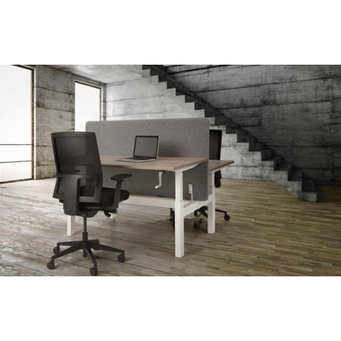 Duo bench slinger verstelbaar zit/zit bureau Teez breed 180CM diep 80CM bladkleur Beuken framekleur Aluminium (RAL9006)