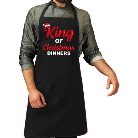 King of Christmas dinners Kerst cadeau schort zwart voor heren