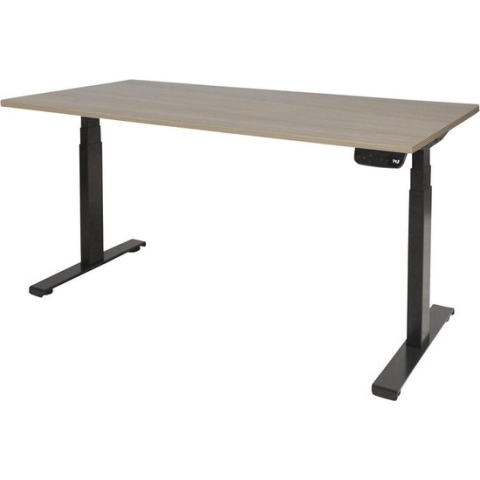 RoomForTheNew Bureau Heathrow plus-Desk - Zit sta Bureau - Zit sta Bureau Elektrisch - Gaming Bureau - Game Bureau - Verstelbaar Bureau - standing Desk--Robson eiken blad-Zwart  onderstel- 120x80