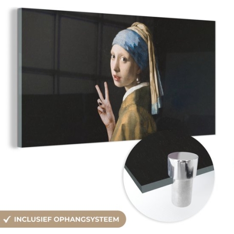 MuchoWow® Glasschilderij - Meisje met de parel - Johannes Vermeer - Oude meesters - 120x60 cm - Acrylglas Schilderijen - Foto op Glas
