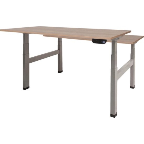 RoomForTheNew Bureau Heathrow Plus Duo-Desk - Zit sta Bureau - Zit sta Bureau Elektrisch - Gaming Bureau - Game Bureau - Verstelbaar Bureau - standing Desk - duo bureau - duo werkplek--Havana blad-Aluminium  onderstel- 120x80