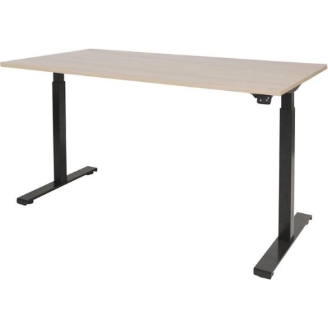 RoomForTheNew Bureau Heathrow Basic-Desk - Zit sta Bureau - Zit sta Bureau Elektrisch - Gaming Bureau - Game Bureau - Verstelbaar Bureau - standing Desk--Lindberg eiken blad-Zwart  onderstel- 140x80