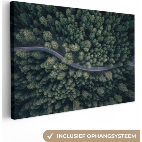 Canvas schilderij - Abstracte natuur 120x80 - Kamer decoratie accessoires - Schilderijen woonkamer - Wanddecoratie slaapkamer - Muurdecoratie groen bos - Wall decoration - Wanddoek binnen - Woondecoratie huis - Woonaccessoires