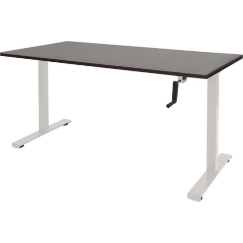 RoomForTheNew Bureau Heathrow Slinger-Desk - Zit sta Bureau - Zit sta Bureau Elektrisch - Gaming Bureau - Game Bureau - Verstelbaar Bureau - standing Desk - slinger bureau--Logan eiken blad-Wit  onderstel- 120x80