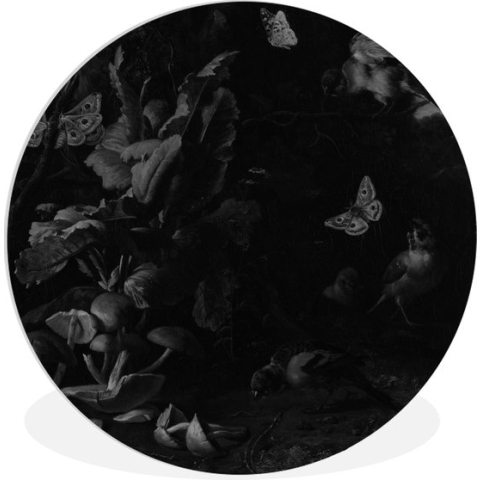 WallCircle - Wandcirkel - Muurcirkel Binnen - Dieren en planten - Melchior d'Hondecoeter - 140x140 cm - Wanddecoratie - Ronde Schilderijen