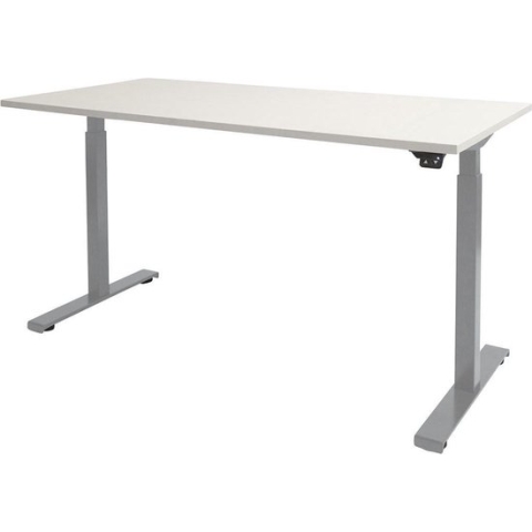 RoomForTheNew Bureau Heathrow Basic-Desk - Zit sta Bureau - Zit sta Bureau Elektrisch - Gaming Bureau - Game Bureau - Verstelbaar Bureau - standing Desk--Wit blad-Aluminium  onderstel- 120x80