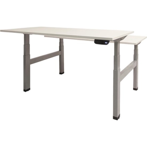 RoomForTheNew Bureau Heathrow Plus Duo-Desk - Zit sta Bureau - Zit sta Bureau Elektrisch - Gaming Bureau - Game Bureau - Verstelbaar Bureau - standing Desk - duo bureau - duo werkplek--Wit blad-Aluminium  onderstel- 120x80