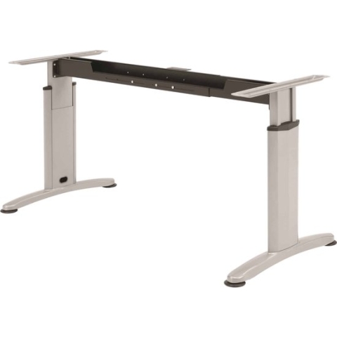 Hoogte verstelbare rechthoekige T-poot vergadertafel Work 200x100cm breed diep bladkleur Logan eiken framekleur Antraciet (Ral 7016)