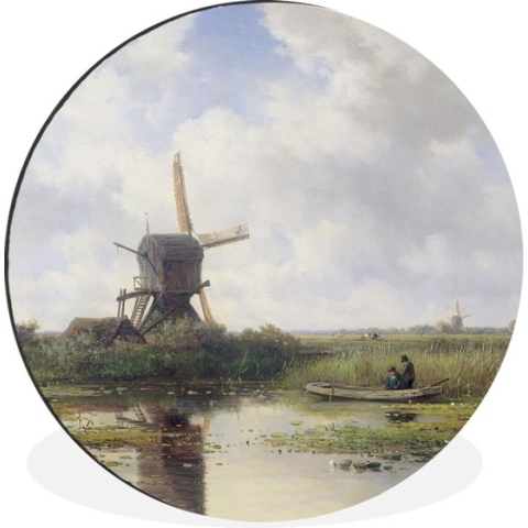 WallCircle - Wandcirkel - Muurcirkel - Molen - Willem Roelofs - Oude meesters - Kunst - Aluminium - Dibond - 60x60 cm - Binnen en Buiten