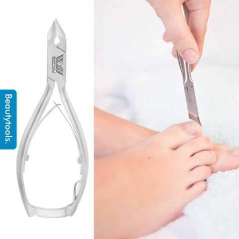 BeautyTools Professionele Nagelknipper -  Kopknipper / Dwarssnittang voor (Harde) Teennagels, Kalknagels en Ingegroeide Nagelhoeken - Pedicure / Manicure tang - Gebogen Snijvlak 15 mm - INOX (NN-2380)
