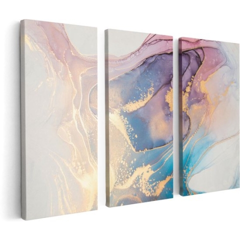 Artaza Canvas Schilderij Drieluik Abstracte Kunst van Marmer - 120x80 - Foto Op Canvas - Canvas Print